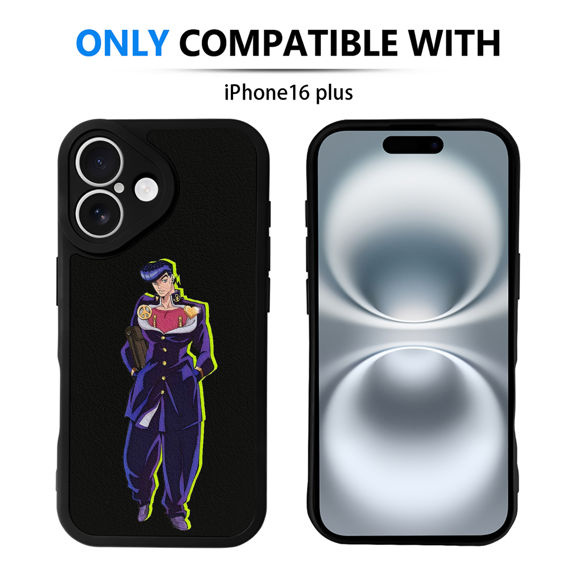 （画像用） ジョジョの奇妙な冒険 ひがしかた じょうすけ JoJo's Bizarre Adventure Higashikata Josuke 【iPhone 16シリーズ対応】シリコンスマホケース（レザー調） 材質：シリコン